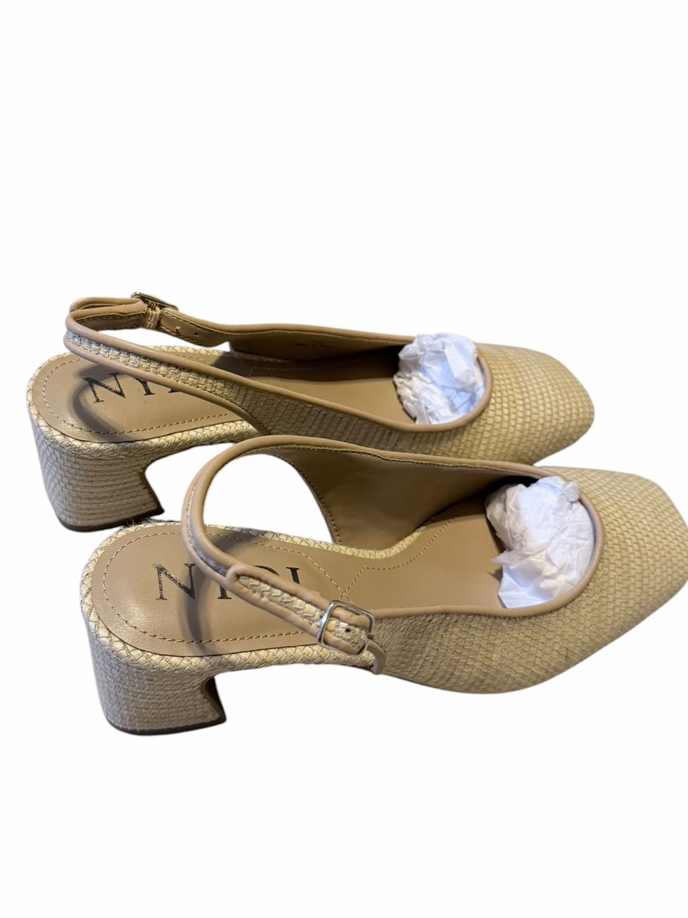 🌼🌟NIB NYDJ Stripped Raffia Tan Woven Slingback Flats Size 7.5M - Picture 3 of 8